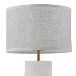 Lindby Sorscha tafellamp, wit, ijzer, Ø 26 cm