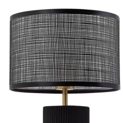 Lindby Sorscha tafellamp, zwart, ijzer, Ø 26 cm