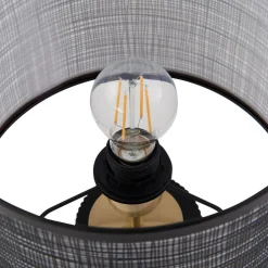 Lindby Sorscha tafellamp, zwart, ijzer, Ø 26 cm