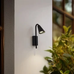 Lindby Sorvete buitenwandlamp, zwart, metaal, hoogte 33 cm