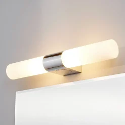 Lindby spiegellamp Ziva, fitting, wit, glas, IP44