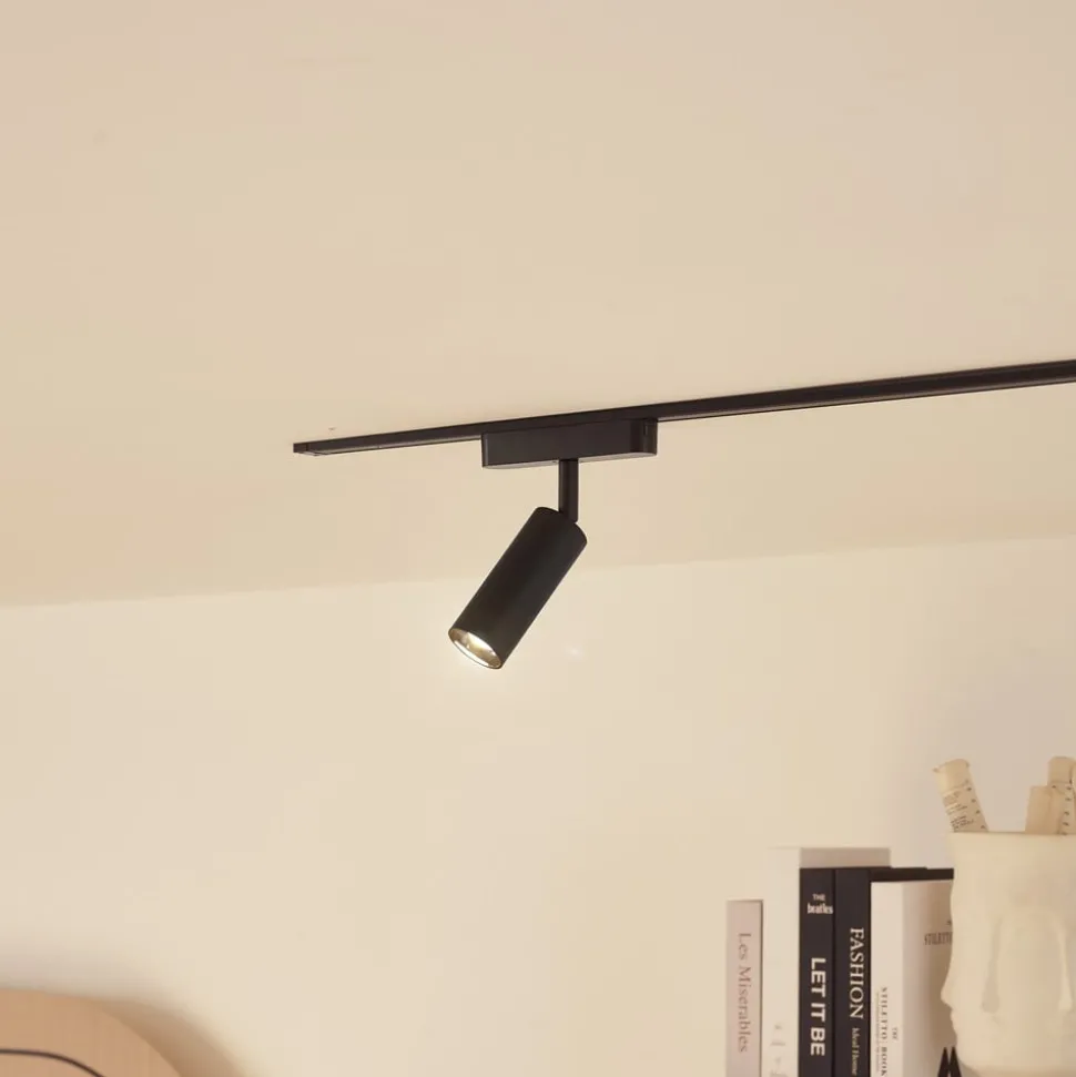 Lindby spot 48 V Lumaro, zwart, Ø 4 cm, aluminium, dimbaar