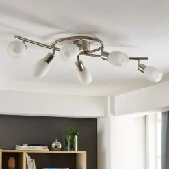 Lindby spot Arda, 75 cm, 6-lamps, nikkel, glas, E14