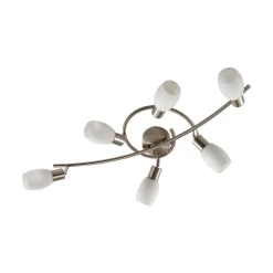 Lindby spot Arda, 75 cm, 6-lamps, nikkel, glas, E14