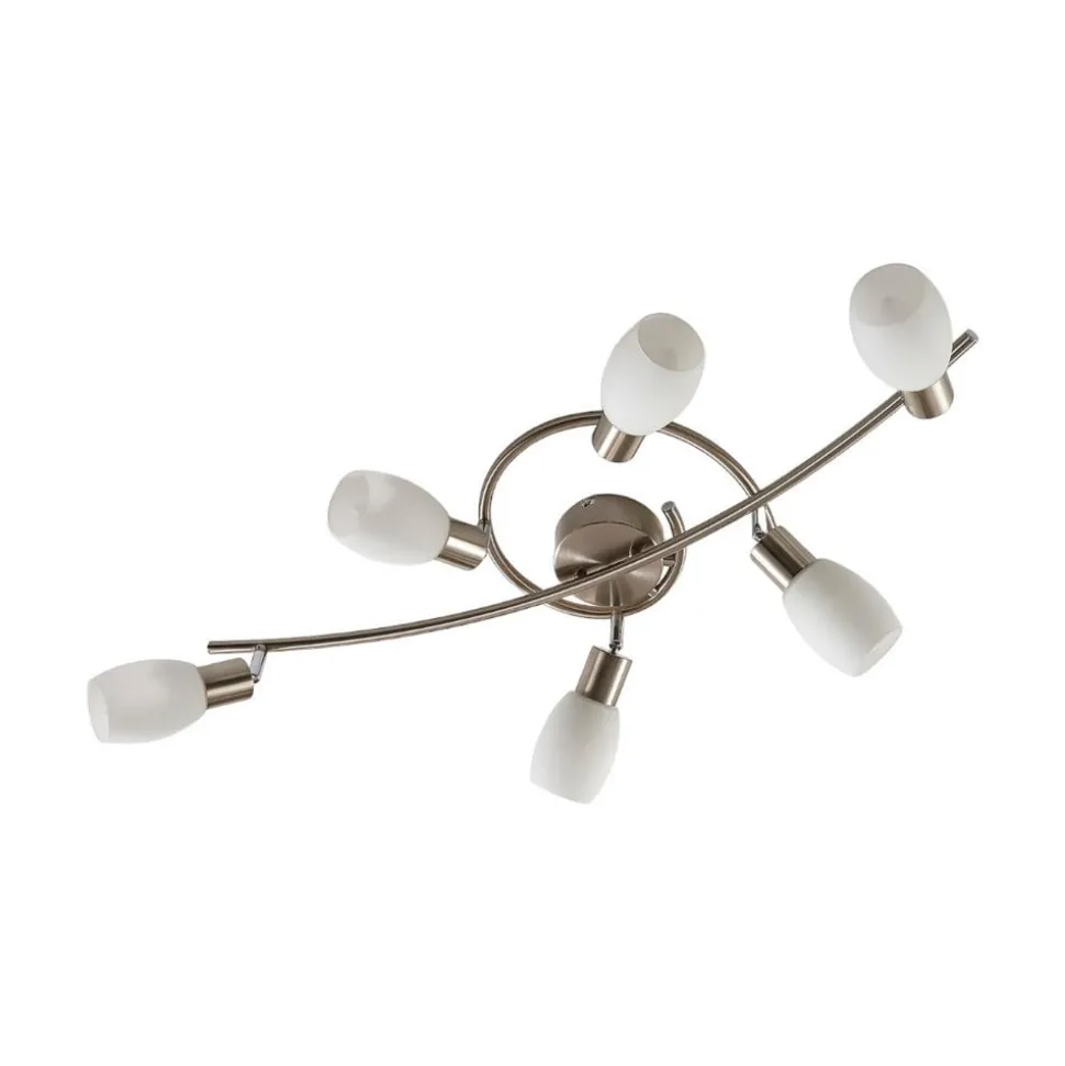Lindby spot Arda, 75 cm, 6-lamps, nikkel, glas, E14