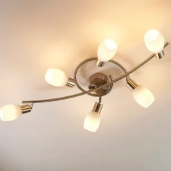 Lindby spot Arda, 75 cm, 6-lamps, nikkel, glas, E14