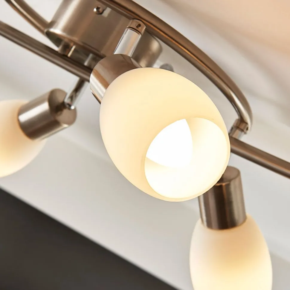 Lindby spot Arda, 75 cm, 6-lamps, nikkel, glas, E14