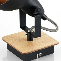 Lindby spot Aylis, hoogte 14 cm, zwart, hout, E14