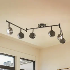 Lindby spot Jyla, zwart, 4.000 K, 6-lamps, GX53