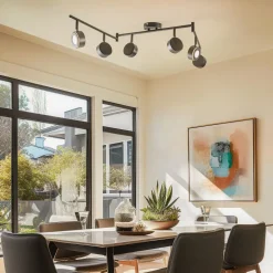 Lindby spot Jyla, zwart, 4.000 K, 6-lamps, GX53