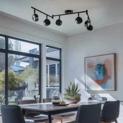 Lindby spot Jyla, zwart, 4.000 K, 6-lamps, GX53