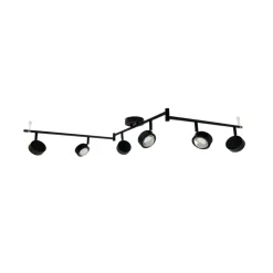 Lindby spot Jyla, zwart, lens, 3.000 K, 6-lamps, GX53