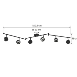 Lindby spot Jyla, zwart, lens, 3.000 K, 6-lamps, GX53