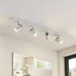 Lindby spot Kardo, 4-lamps, wit, metaal, IP44