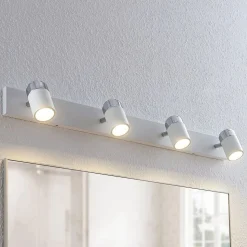 Lindby spot Kardo, 4-lamps, wit, metaal, IP44