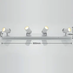 Lindby spot Kardo, 4-lamps, wit, metaal, IP44