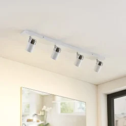 Lindby spot Kardo, 4-lamps, wit, metaal, IP44