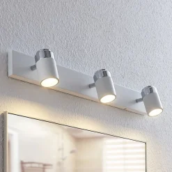 Lindby spot Kardo, 3-lamps, wit, metaal, IP44