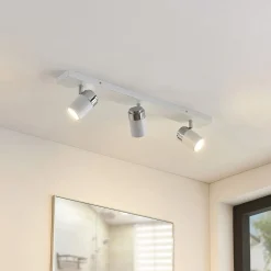 Lindby spot Kardo, 3-lamps, wit, metaal, IP44