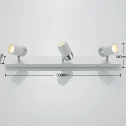 Lindby spot Kardo, 3-lamps, wit, metaal, IP44