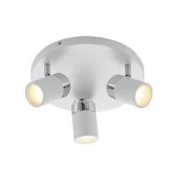 Lindby spot Kardo, rond, 3-lamps, wit, metaal, IP44