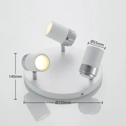 Lindby spot Kardo, rond, 3-lamps, wit, metaal, IP44