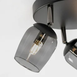 Lindby Spot Katjana, 3-lamps, Ø 20 cm, rookglas