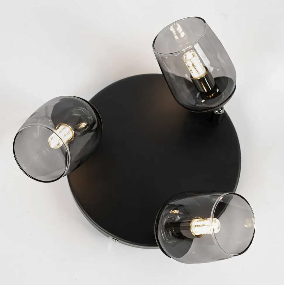 Lindby Spot Katjana, 3-lamps, Ø 20 cm, rookglas