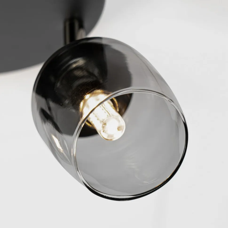 Lindby Spot Katjana, 3-lamps, Ø 20 cm, rookglas