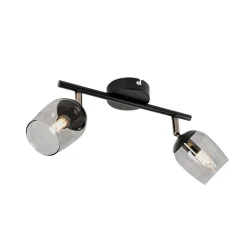 Lindby Spot Katjana, 2-lamps, 27,5 cm lang, rookglas