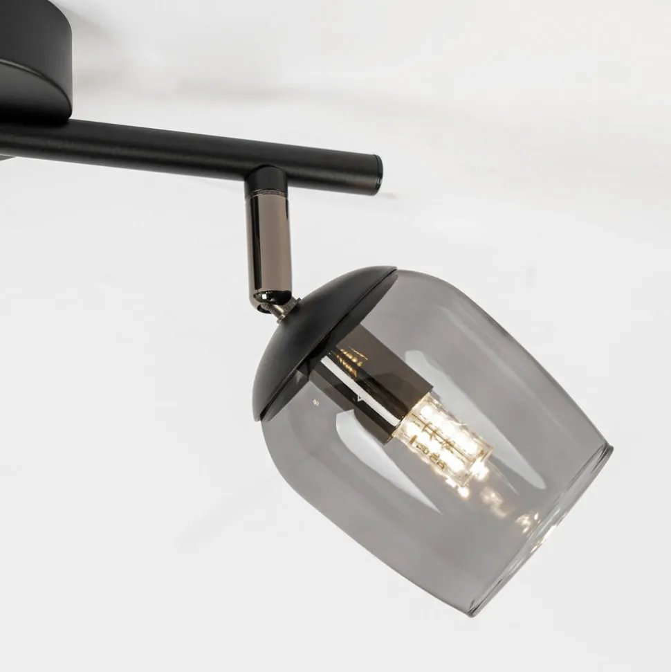 Lindby Spot Katjana, 2-lamps, 27,5 cm lang, rookglas