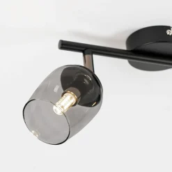 Lindby Spot Katjana, 2-lamps, 27,5 cm lang, rookglas