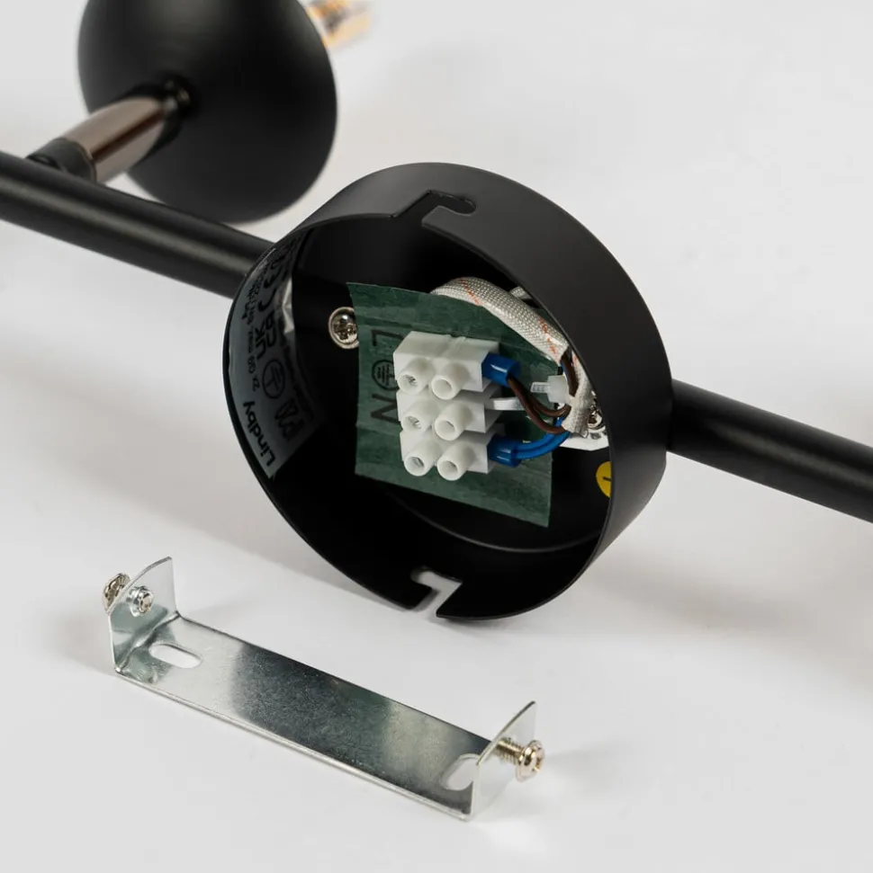 Lindby Spot Katjana, 2-lamps, 27,5 cm lang, rookglas