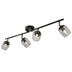 Lindby Spot Katjana, 4-lamps, 70,5 cm lang, rookglas