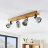 Lindby Spot Mitis, 70 cm, 4-lamps, grijs, hout, beton, GU10