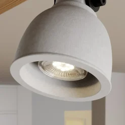 Lindby Spot Mitis, 70 cm, 4-lamps, grijs, hout, beton, GU10