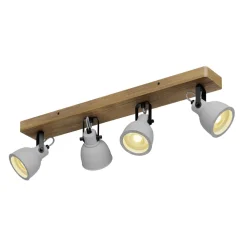 Lindby Spot Mitis, 70 cm, 4-lamps, grijs, hout, beton, GU10