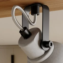 Lindby Spot Mitis, 70 cm, 4-lamps, grijs, hout, beton, GU10