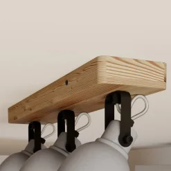 Lindby Spot Mitis, 50 cm, 3-lamps, grijs, hout, beton, GU10