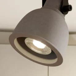 Lindby Spot Mitis, 50 cm, 3-lamps, grijs, hout, beton, GU10