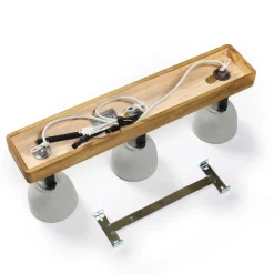 Lindby Spot Mitis, 50 cm, 3-lamps, grijs, hout, beton, GU10