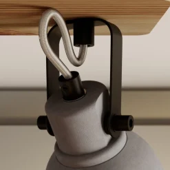 Lindby Spot Mitis, 50 cm, 3-lamps, grijs, hout, beton, GU10