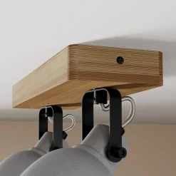 Lindby Spot Mitis, 30 cm, 2-lamps, grijs, hout, beton, GU10