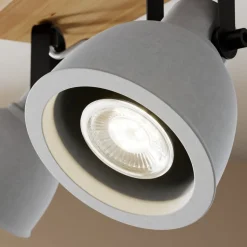 Lindby Spot Mitis, 30 cm, 2-lamps, grijs, hout, beton, GU10