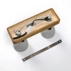 Lindby Spot Mitis, 30 cm, 2-lamps, grijs, hout, beton, GU10