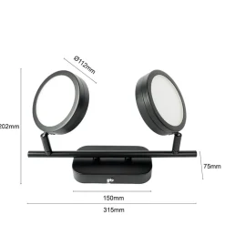 Lindby spot Neros, zwart, 2-lamps, 31,5 cm, CCT, ijzer