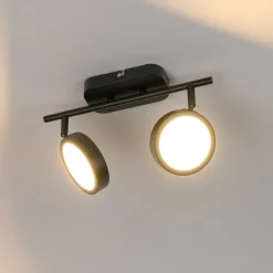 Lindby spot Neros, zwart, 2-lamps, 31,5 cm, CCT, ijzer