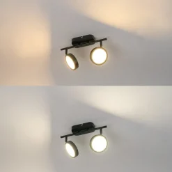 Lindby spot Neros, zwart, 2-lamps, 31,5 cm, CCT, ijzer