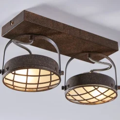 Lindby spot Tamin, roestkleurig, 2-lamps, glas, G9