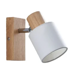 Lindby Spot Wanessa, hout, wit, E14, 14 cm, verstelbaar